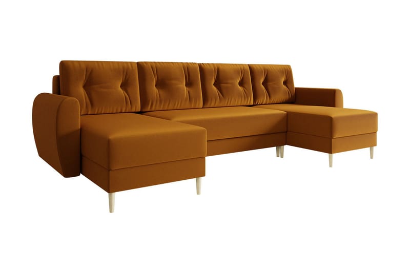 Bornalle Sovesofa - Gul - Sovesofaer - Velour sofaer - U sovesofa - Sovesofa chaiselong