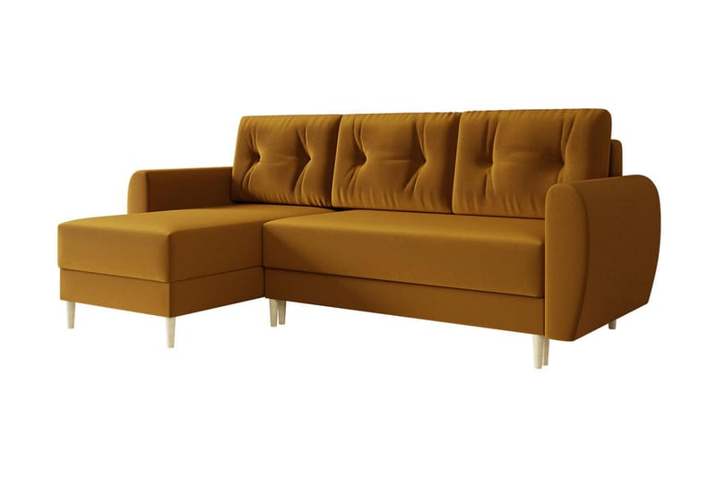 Bornalle Sovesofa - Gul - Sovesofaer - Velour sofaer - U sovesofa - Sovesofa chaiselong