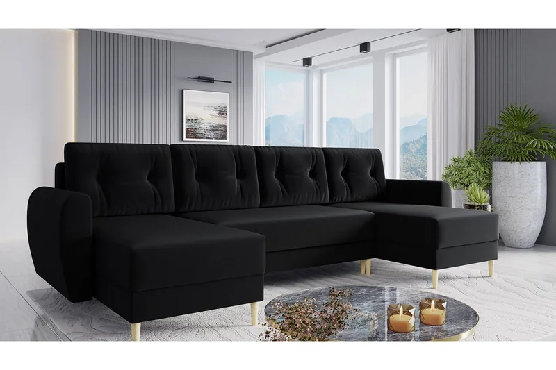 Bornalle Sovesofa - Sort - Møbler - Sofaer - Sovesofaer - Sovesofa chaiselong