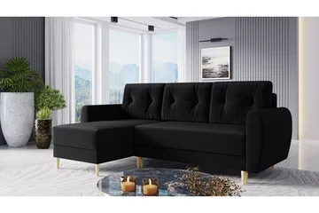 Bornalle Sovesofa - Sort - Møbler - Sofaer - Sovesofaer - Sovesofa chaiselong