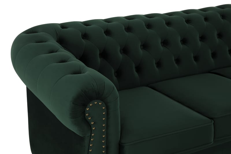 Chesterfield Deluxe Veloursofa 2-pers - Mørkegrøn - Møbler - Sofaer - Velour sofaer