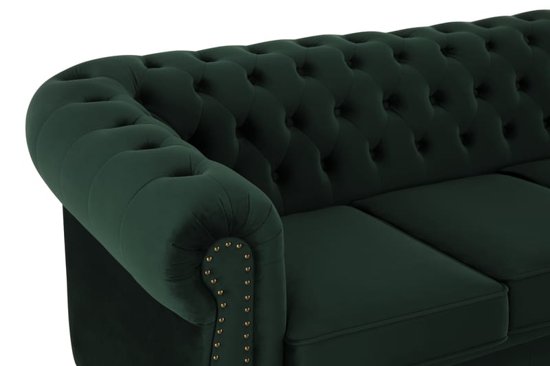 Chesterfield Deluxe Veloursofa 2-pers - Mørkegrøn - 2 personers sofa - Chesterfield sofaer - Velour sofaer