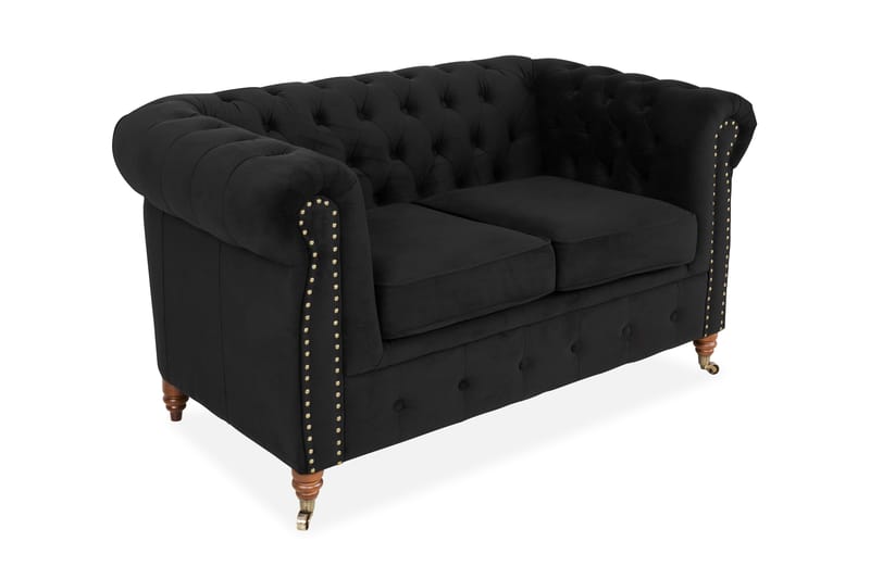 Chesterfield Deluxe Veloursofa 2-pers - Sort - Møbler - Sofaer - Velour sofaer