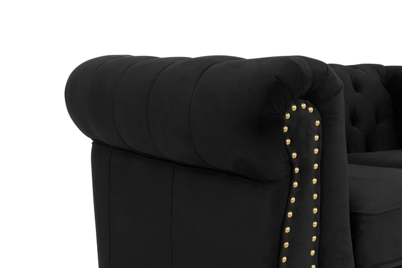 Chesterfield Deluxe Veloursofa 2-pers - Sort - Møbler - Sofaer - Velour sofaer