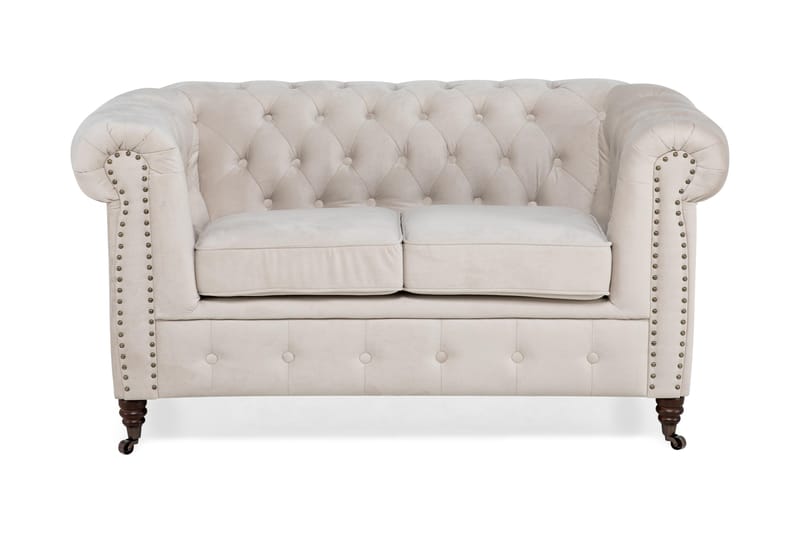 Chesterfield Deluxe Veloursofa 2-pers - Beige - 2 personers sofa - Chesterfield sofaer - Velour sofaer