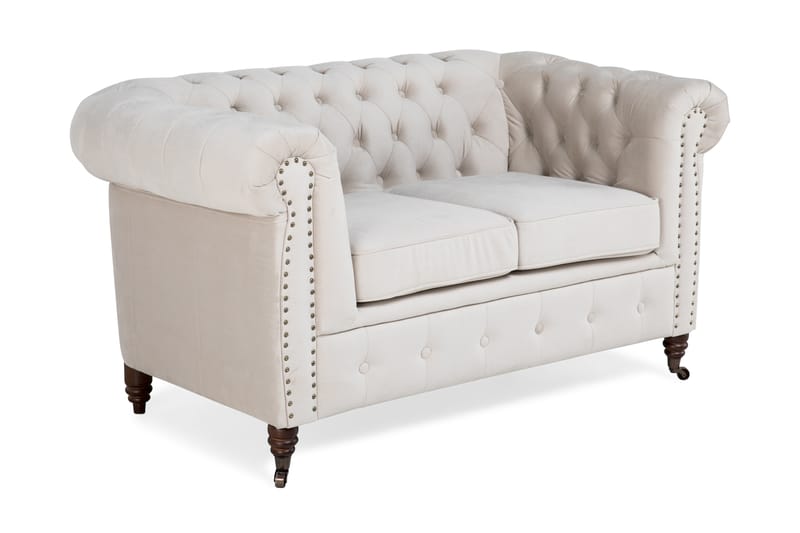 Chesterfield Deluxe Veloursofa 2-pers - Beige - 2 personers sofa - Chesterfield sofaer - Velour sofaer