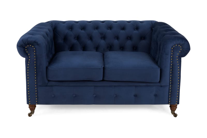 Chesterfield Deluxe Veloursofa 2-pers - Petrolblå - Velour sofaer - 2 personers sofa - Chesterfield sofaer