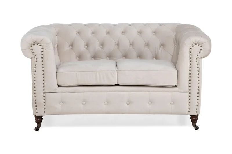 Chesterfield Deluxe Veloursofa 2-pers, Beige
