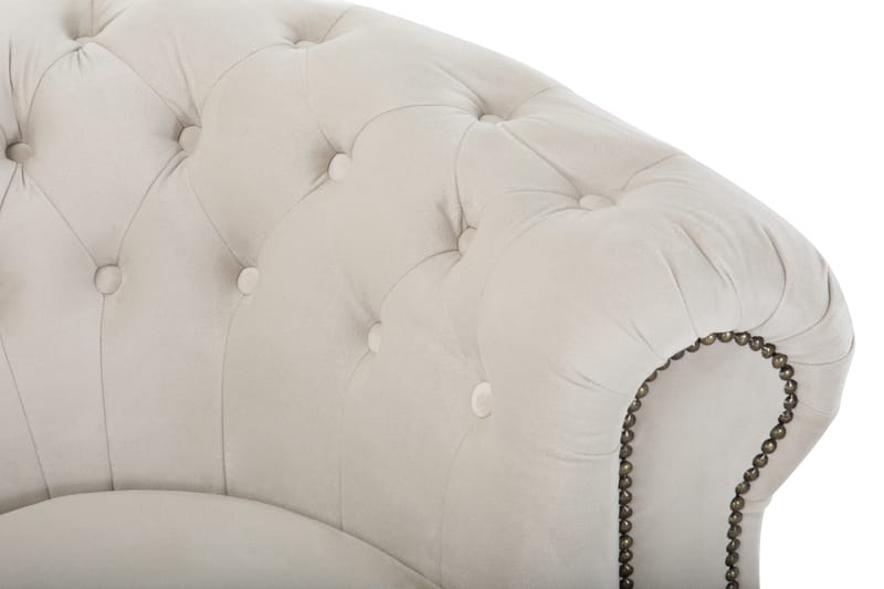 Chesterfield Deluxe Veloursofa 3-pers Buet - Beige - Chesterfield sofaer - 3 personers sofa - Velour sofaer