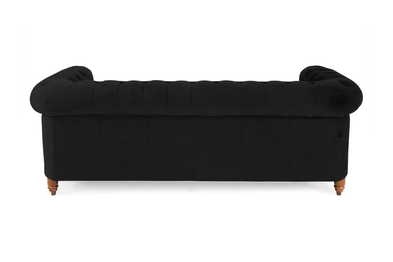 Chesterfield Deluxe Veloursofa 3-pers - Sort - Chesterfield sofaer - 3 personers sofa - Velour sofaer