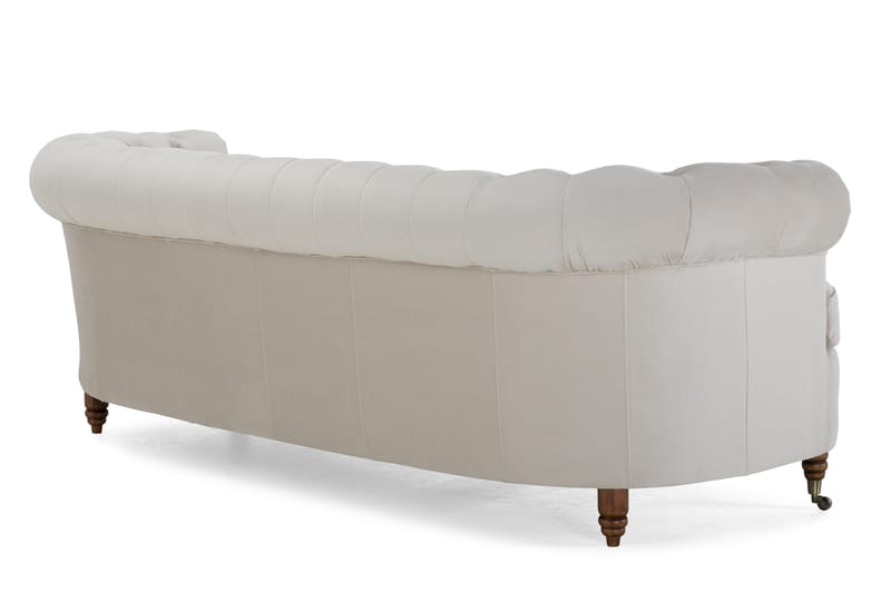 Chesterfield Deluxe Veloursofa 3-pers Buet - Beige - Chesterfield sofaer - 3 personers sofa - Velour sofaer