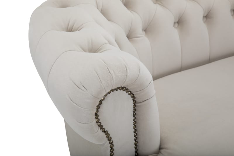 Chesterfield Deluxe Veloursofa 3-pers Buet - Beige - Chesterfield sofaer - 3 personers sofa - Velour sofaer