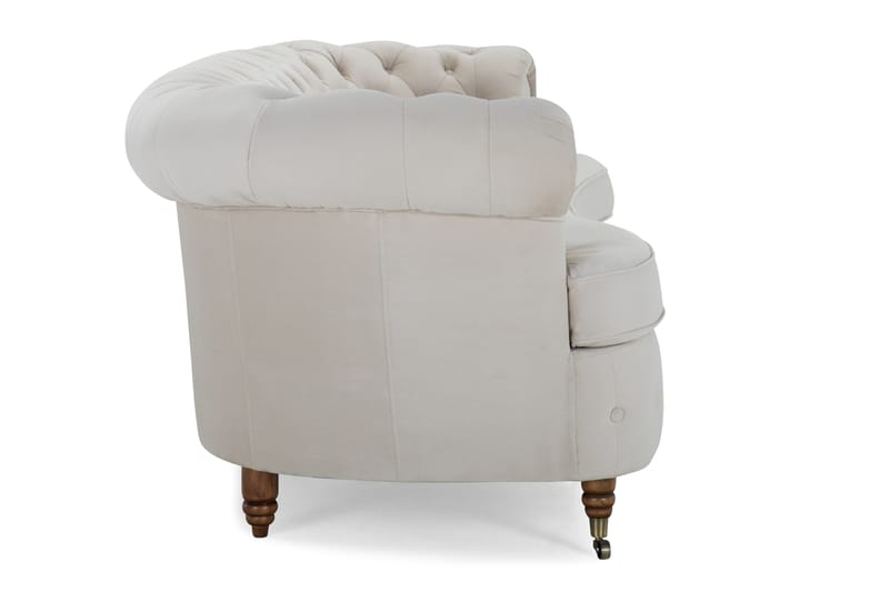 Chesterfield Deluxe Veloursofa 3-pers Buet - Beige - Chesterfield sofaer - 3 personers sofa - Velour sofaer