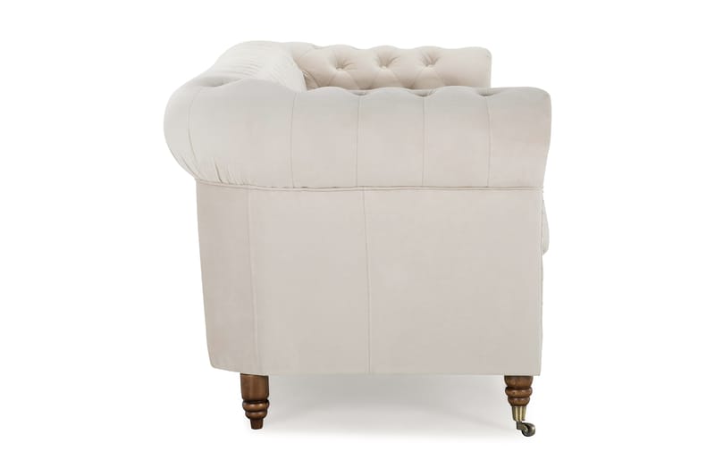 Chesterfield Deluxe Veloursofa 4-pers - Beige - Møbler - Sofaer - Velour sofaer