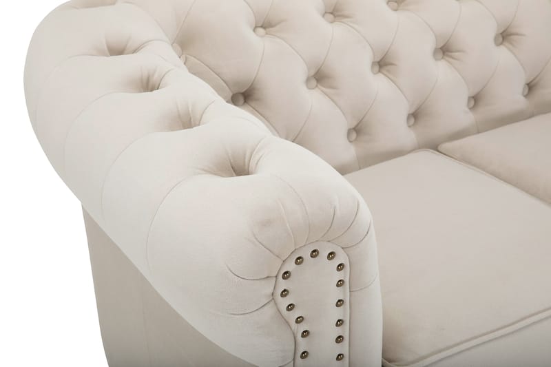 Chesterfield Deluxe Veloursofa 4-pers - Beige - Møbler - Sofaer - Velour sofaer