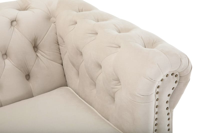 Chesterfield Deluxe Veloursofa 4-pers - Beige - Møbler - Sofaer - Velour sofaer