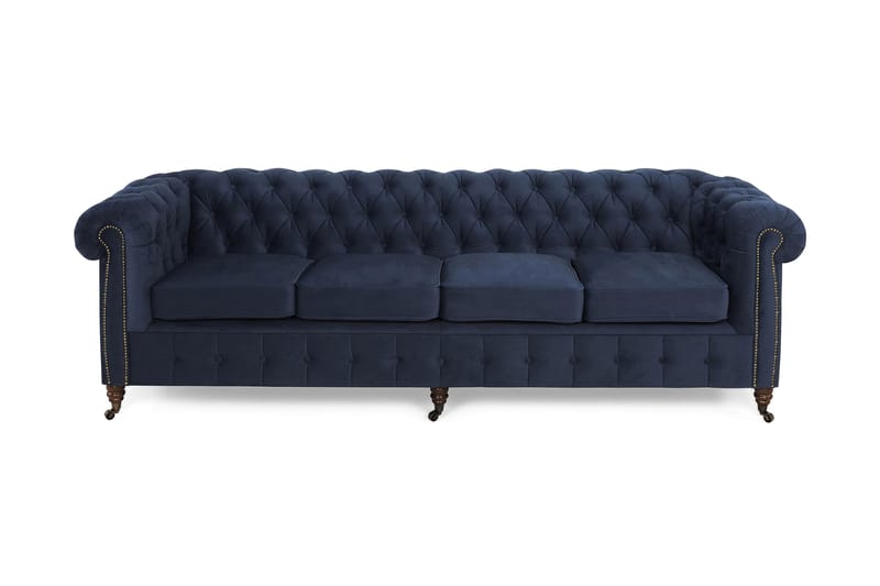 Chesterfield Deluxe Veloursofa 4-pers - Petrolblå - Møbler - Sofaer - Velour sofaer
