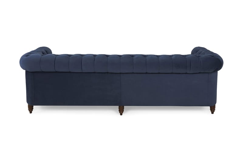 Chesterfield Deluxe Veloursofa 4-pers - Petrolblå - 4 personers sofa - Velour sofaer - Chesterfield sofaer