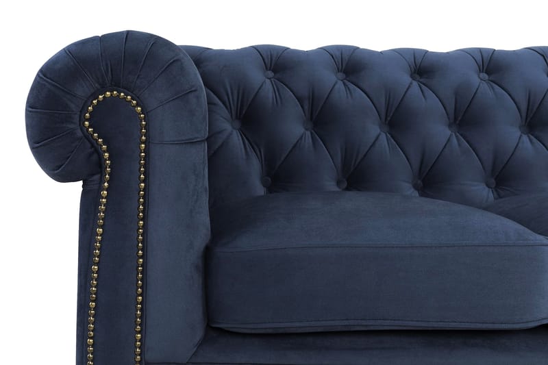 Chesterfield Deluxe Veloursofa 4-pers - Petrolblå - 4 personers sofa - Velour sofaer - Chesterfield sofaer