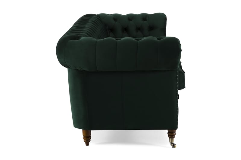 Chesterfield Deluxe Veloursofa 4-pers - Mørkegrøn - Møbler - Sofaer - Velour sofaer