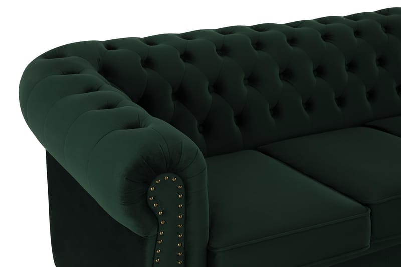 Chesterfield Deluxe Veloursofa 4-pers - Mørkegrøn - Møbler - Sofaer - Velour sofaer