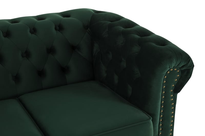 Chesterfield Deluxe Veloursofa 4-pers - Mørkegrøn - Møbler - Sofaer - Velour sofaer