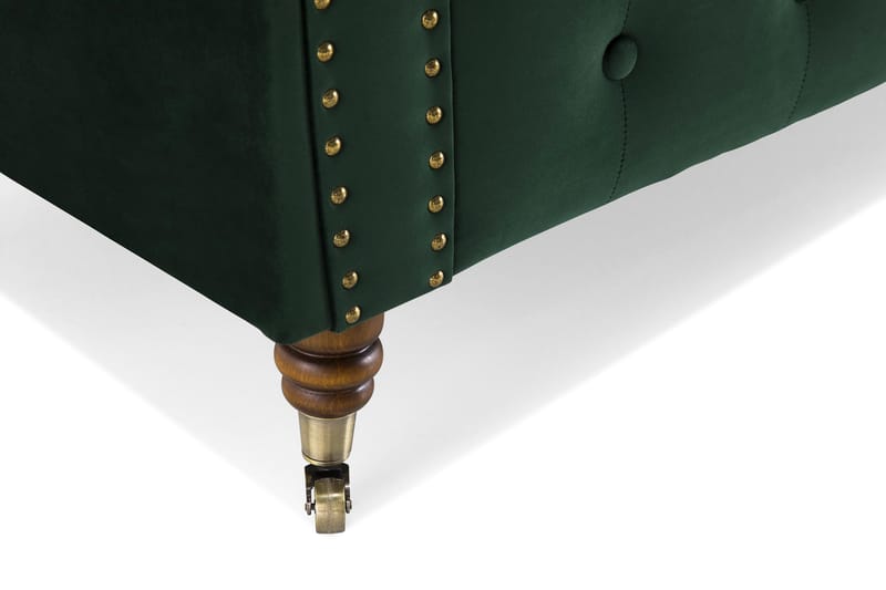 Chesterfield Deluxe Veloursofa 4-pers - Mørkegrøn - Møbler - Sofaer - Velour sofaer
