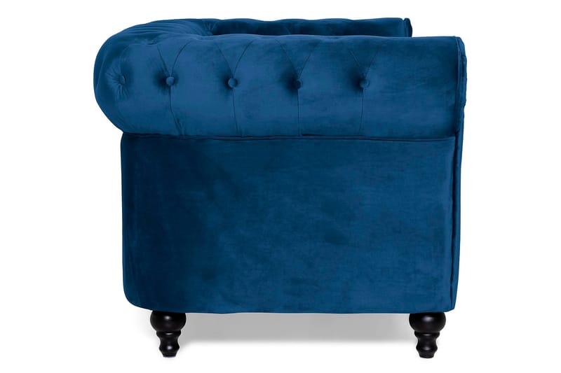 Chesterfield Lyx 2-sædet Lille fløjlsofa – Dyb sofa 160 cm bred - Blå Velour - Møbler - Sofaer - Velour sofaer