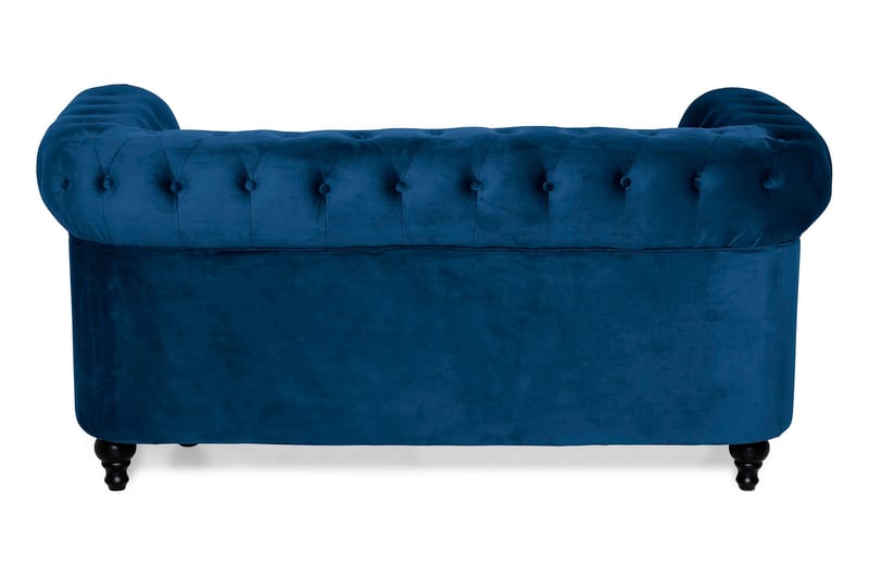 Chesterfield Lyx 2-sædet Lille fløjlsofa – Dyb sofa 160 cm bred - Blå Velour - Møbler - Sofaer - Velour sofaer