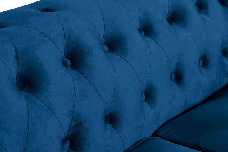 Chesterfield Lyx 2-sædet Lille fløjlsofa – Dyb sofa 160 cm bred - Blå Velour - Møbler - Sofaer - Velour sofaer