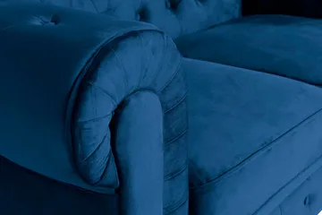 Chesterfield Lyx 2-sædet Lille fløjlsofa – Dyb sofa 160 cm bred - Blå - Møbler - Sofaer - 2 personers sofa