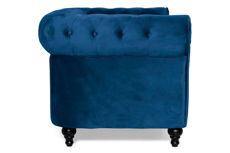 Chesterfield Lyx 2-sædet Lille fløjlsofa – Dyb sofa 160 cm bred - Blå - Møbler - Sofaer - Velour sofaer