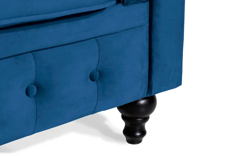 Chesterfield Lyx 2-sædet Lille fløjlsofa – Dyb sofa 160 cm bred - Blå - Møbler - Sofaer - Velour sofaer