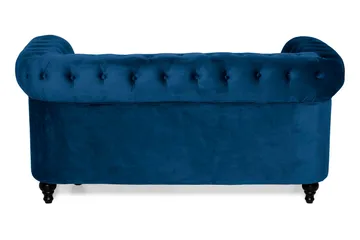 Chesterfield Lyx 2-sædet Lille fløjlsofa – Dyb sofa 160 cm bred - Blå - Møbler - Sofaer - 2 personers sofa