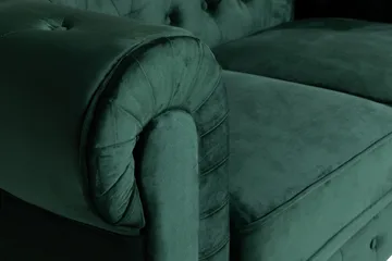 Chesterfield Lyx 2-sædet Lille fløjlsofa – Dyb sofa 160 cm bred - Grøn - Møbler - Sofaer - Velour sofaer