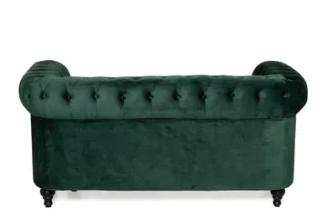 Chesterfield Lyx 2-sædet Lille fløjlsofa – Dyb sofa 160 cm bred - Grøn - Møbler - Sofaer - Velour sofaer