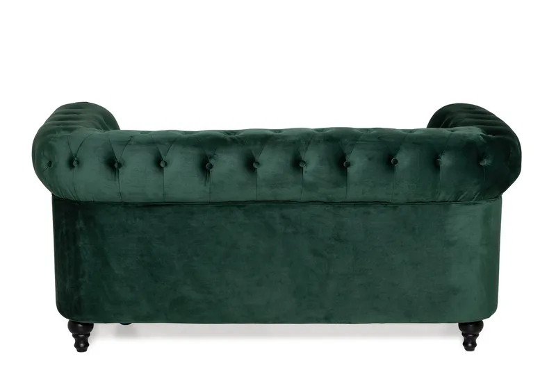 Chesterfield Lyx 2-sædet Lille fløjlsofa – Dyb sofa 160 cm bred - Grøn - Møbler - Sofaer - Velour sofaer