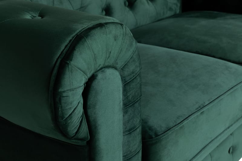 Chesterfield Lyx 2-sædet Lille fløjlsofa – Dyb sofa 160 cm bred - Mørkegrøn - Møbler - Sofaer - Velour sofaer