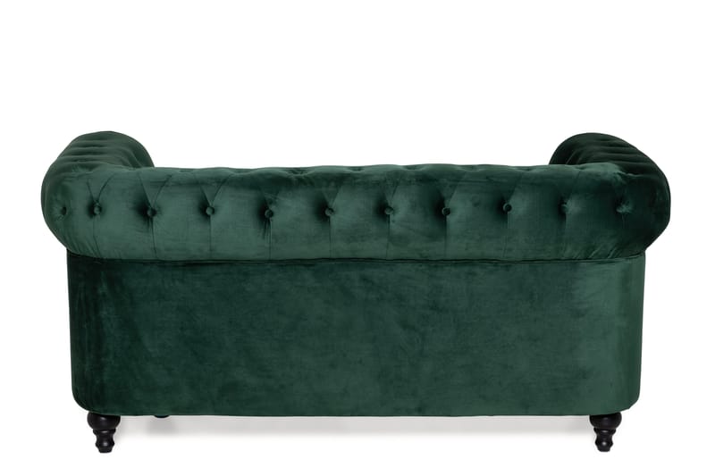Chesterfield Lyx 2-sædet Lille fløjlsofa – Dyb sofa 160 cm bred - Mørkegrøn - Møbler - Sofaer - Velour sofaer