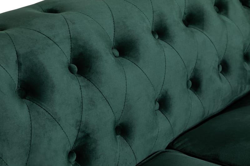 Chesterfield Lyx 2-sædet Lille fløjlsofa – Dyb sofa 160 cm bred - Mørkegrøn - Møbler - Sofaer - Velour sofaer