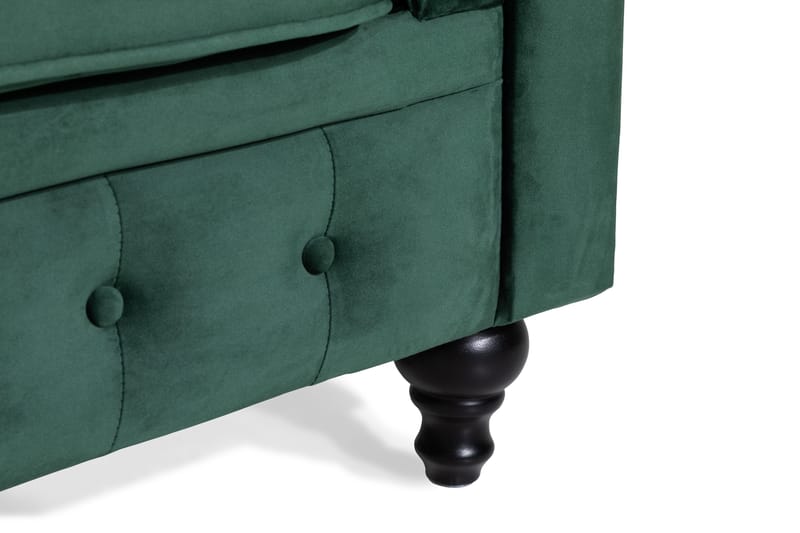 Chesterfield Lyx 2-sædet Lille fløjlsofa – Dyb sofa 160 cm bred - Mørkegrøn - Møbler - Sofaer - Velour sofaer