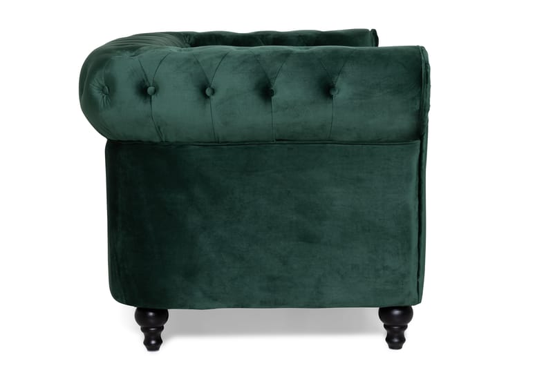 Chesterfield Lyx 2-sædet Lille fløjlsofa – Dyb sofa 160 cm bred - Mørkegrøn - Møbler - Sofaer - Velour sofaer