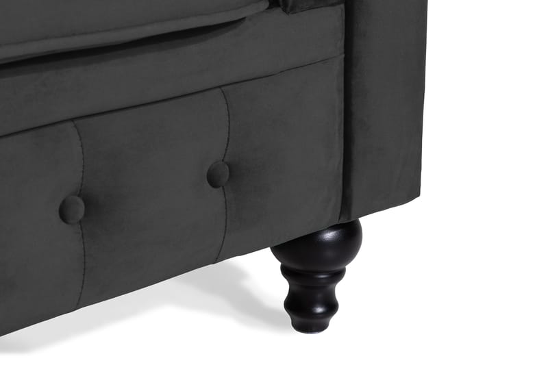 Chesterfield Lyx 2-sædet Lille fløjlsofa – Dyb sofa 160 cm bred - Sort - Møbler - Sofaer - Velour sofaer