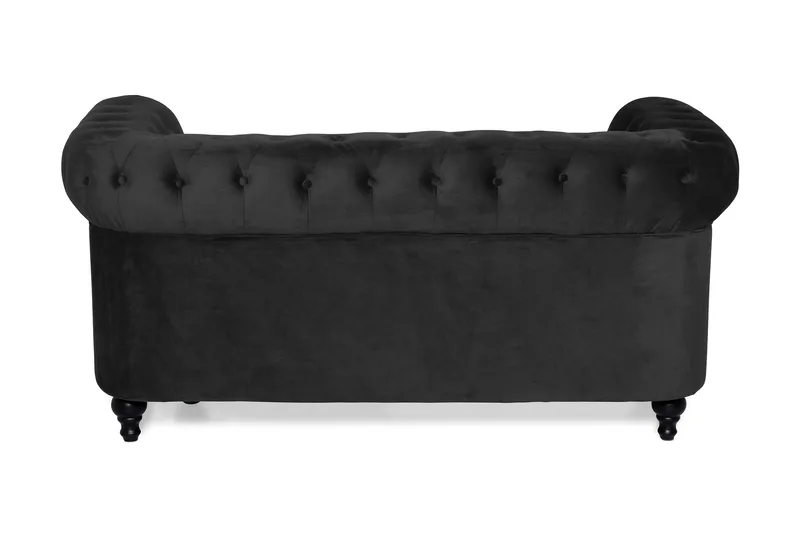 Chesterfield Lyx 2-sædet Lille fløjlsofa – Dyb sofa 160 cm bred - Sort - Møbler - Sofaer - Velour sofaer