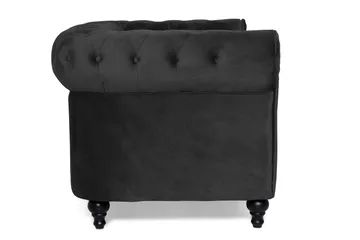 Chesterfield Lyx 2-sædet Lille fløjlsofa – Dyb sofa 160 cm bred - Sort - Møbler - Sofaer - Velour sofaer