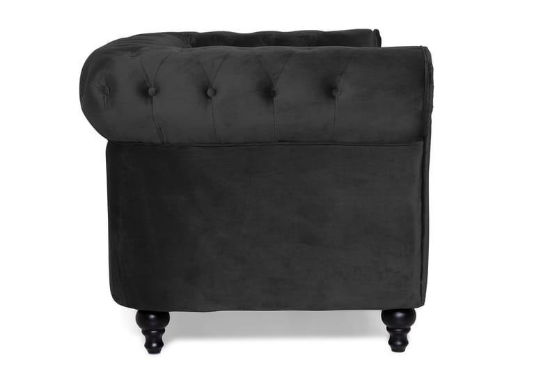 Chesterfield Lyx 2-sædet Lille fløjlsofa – Dyb sofa 160 cm bred - Sort - Møbler - Sofaer - Velour sofaer