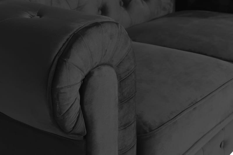 Chesterfield Lyx 2-sædet Lille fløjlsofa – Dyb sofa 160 cm bred - Sort - Møbler - Sofaer - Velour sofaer