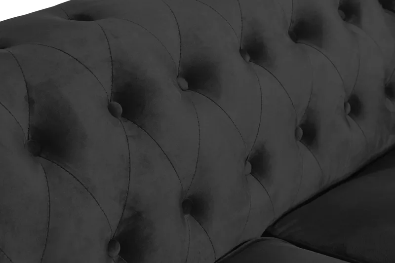Chesterfield Lyx 2-sædet Lille fløjlsofa – Dyb sofa 160 cm bred - Sort - Møbler - Sofaer - Velour sofaer