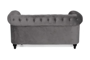 Chesterfield Lyx 2-sædet Lille Fløjlssofa – Dyb sofa 160 cm bred - Mørkegrå - Møbler - Sofaer - 2 personers sofa