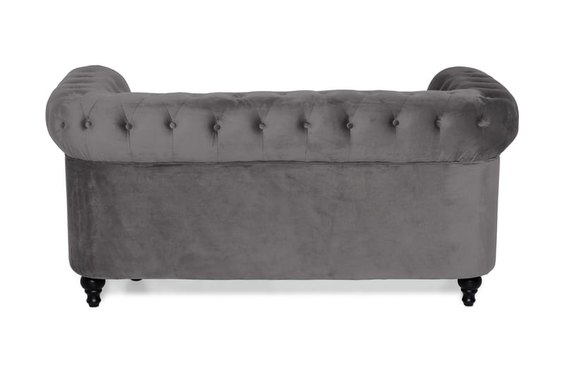 Chesterfield Lyx 2-sædet Lille Fløjlssofa – Dyb sofa 160 cm bred - Mørkegrå - Møbler - Sofaer - Velour sofaer